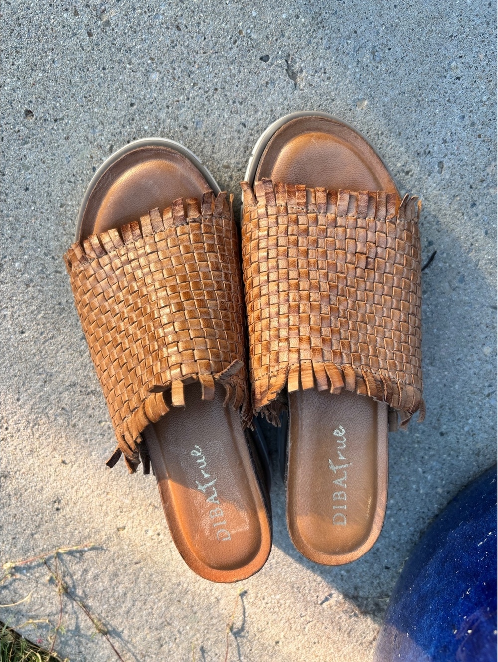 Diba True Been Jammin Brown Leather Slide Sandals Size 6